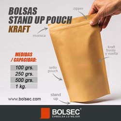 venta de bolsas stand up pouch de papel kraft